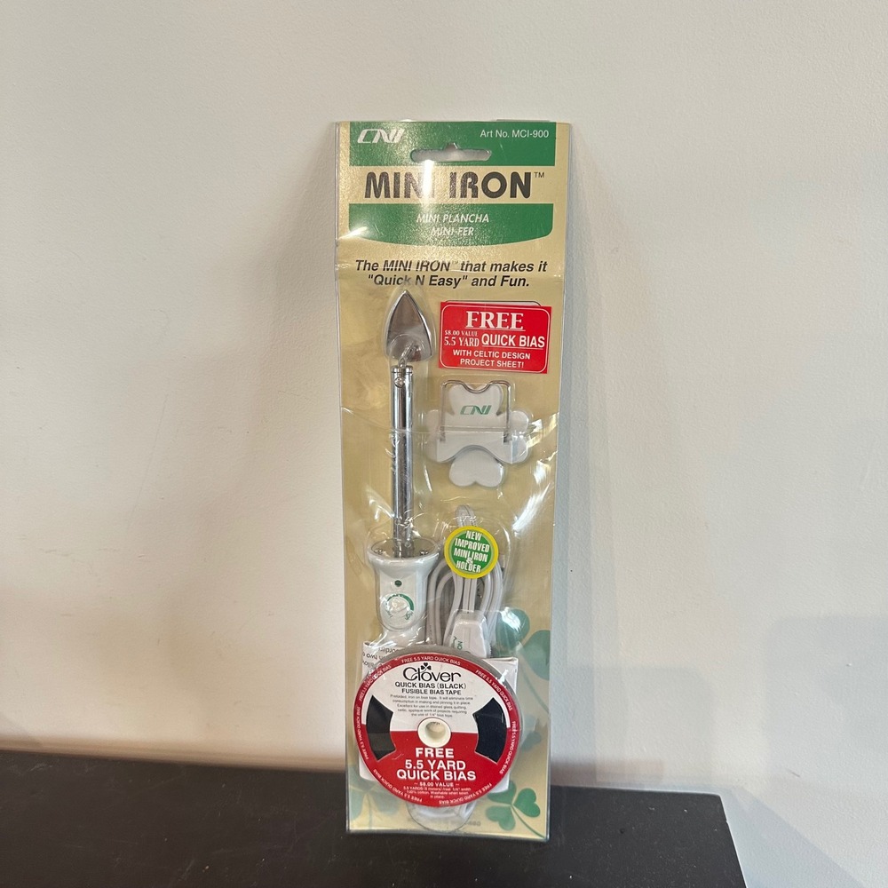 Clover CNI Mini Iron MCI-900 with Bonus Quick Bias Fusible Tape New In Package